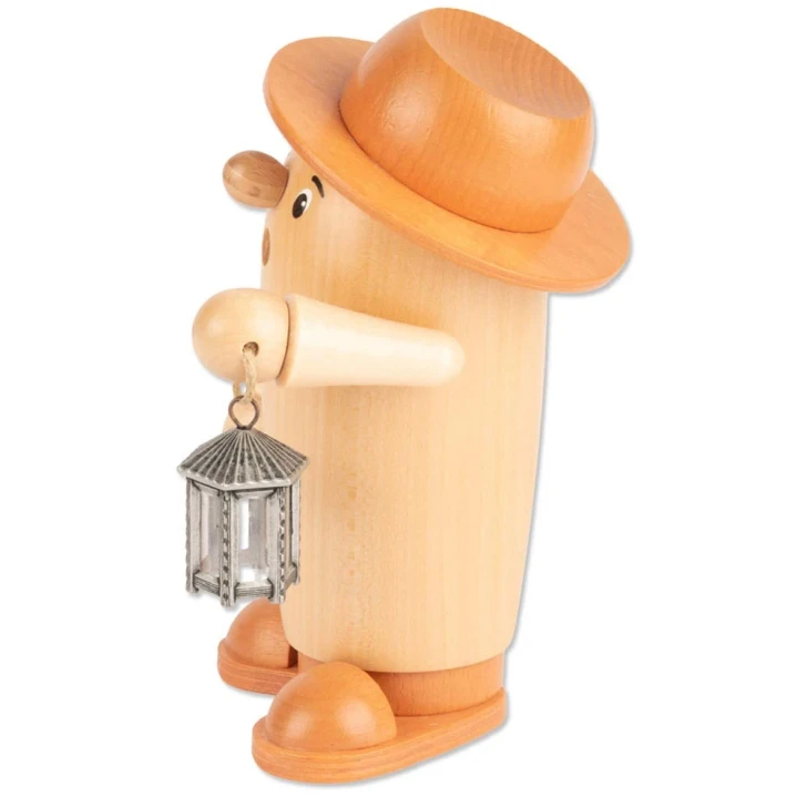 Rudi the Incense Burner - Holding Lantern in Natural and Gray – German Christmas smoker by Holzwaren Egermann