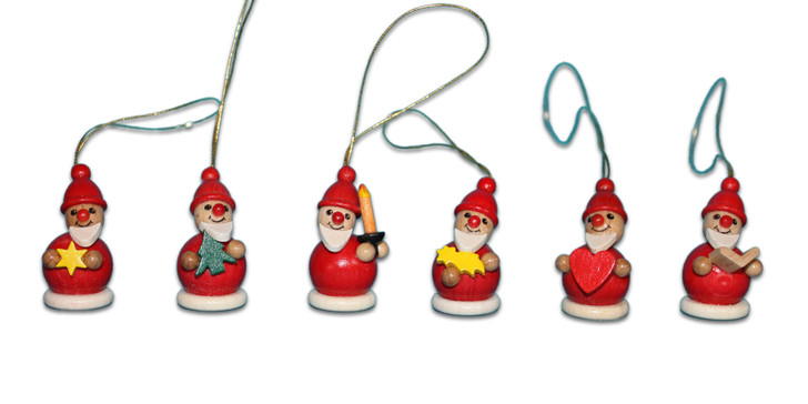 Set of Small Santa Ornaments | 3/4" Tall