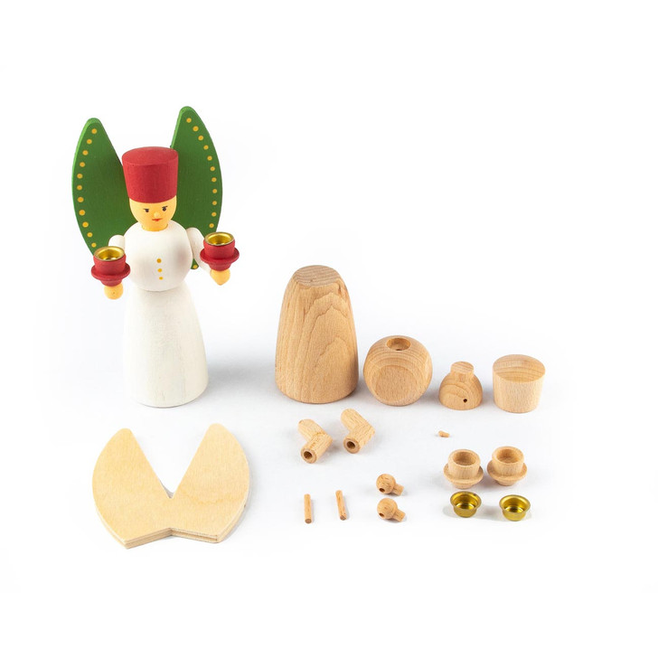 German DIY Figurine KIT - Angel Candle Holder – alternate view of the wooden candleholder