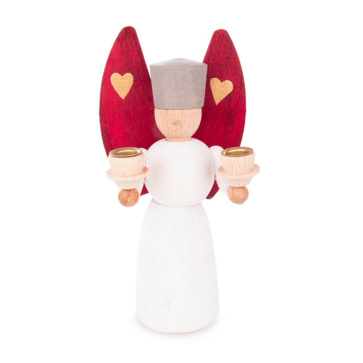 German DIY Figurine KIT - Angel Candle Holder – side view of the wooden candleholder