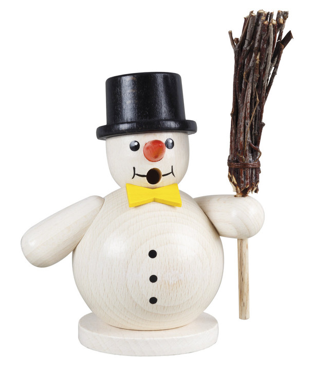 Snowman with Broom Incense Smoker – German Christmas smoker by Holzwaren Egermann