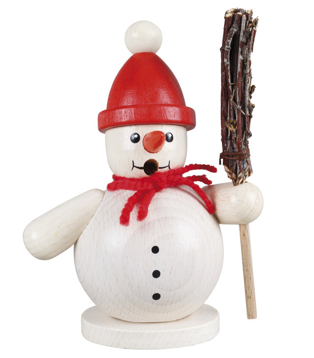 Snowman with Broom Incense Smoker – alternate view of the German Christmas smoker