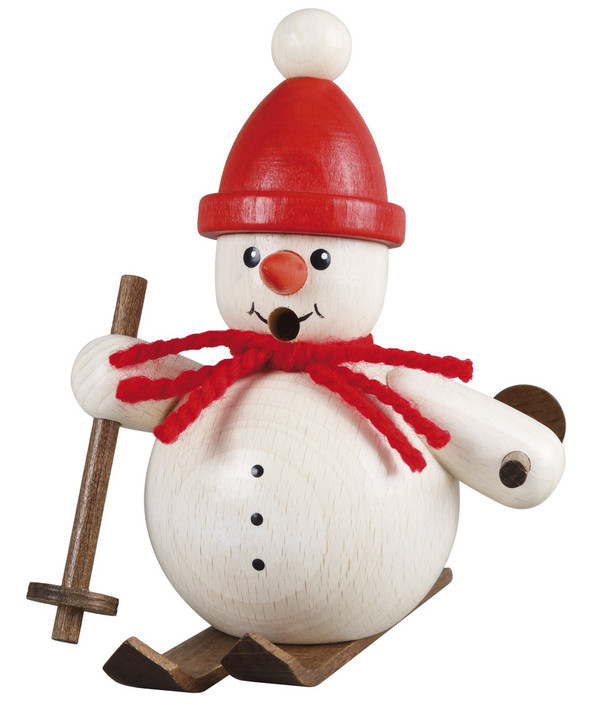 Skiing Snowman Wooden Smoker – German Christmas smoker by Holzwaren Egermann