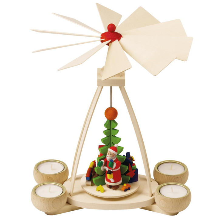 Tealight 'Santa Claus' Pyramid – Christmas pyramid by Graupner Holzminiaturen