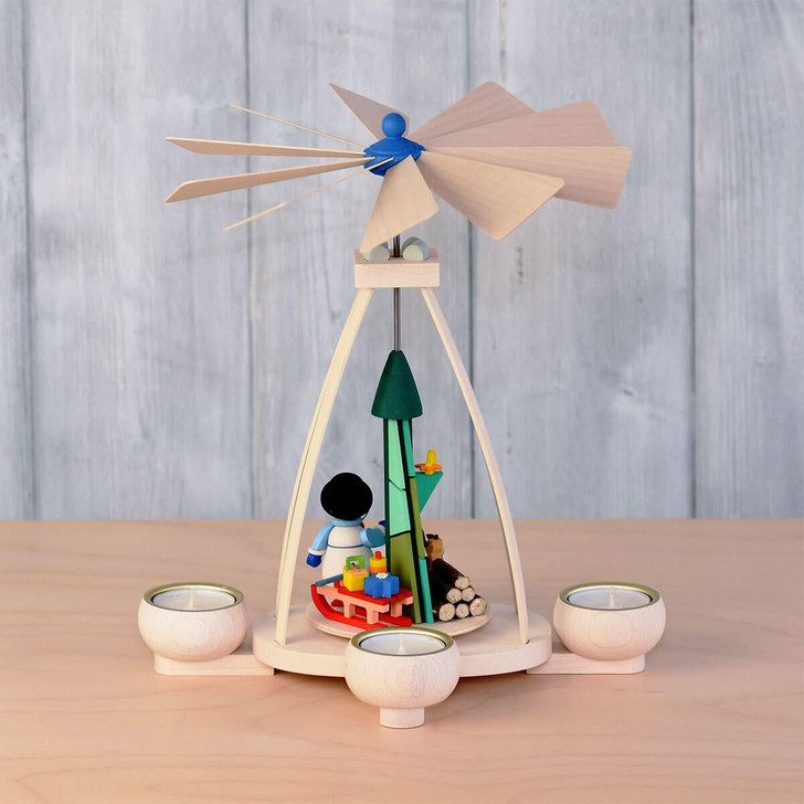 Snowman German Tealight Pyramid | 11 Inches Tall – alternate view of the Christmas pyramid