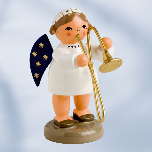 Angel Figurine with a Trumpet – alternate view of the Christmas ornament