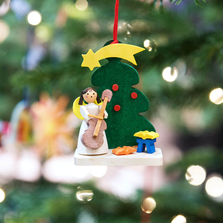 Angel Tree Ornament - Playing the Cello – alternate view of the Christmas ornament