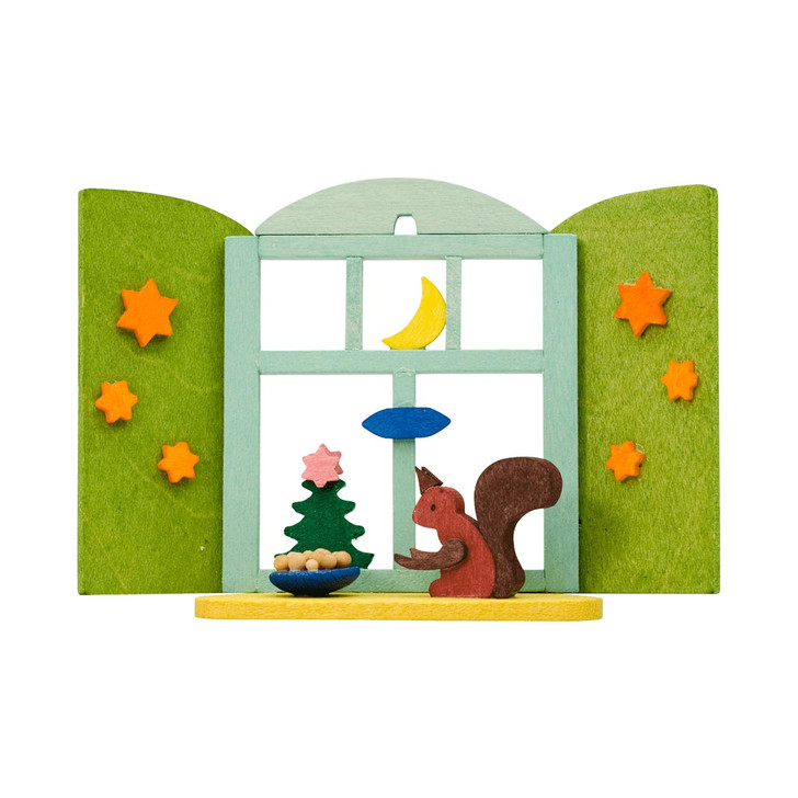 Squirrel in the Window Ornament – Christmas ornament by Graupner Holzminiaturen
