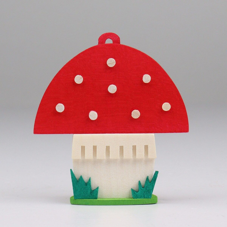 Squirrel and Mushroom Ornament – alternate view of the Christmas ornament