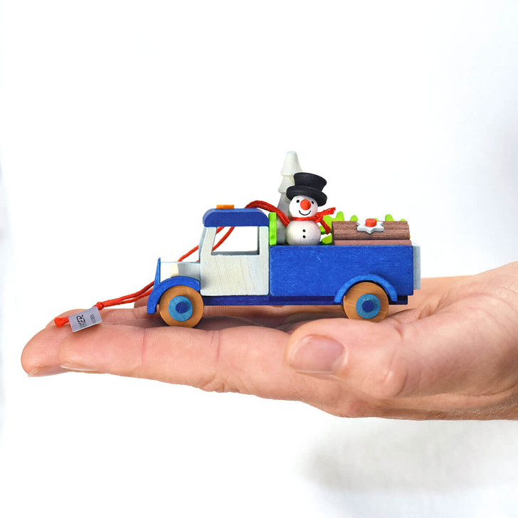 Snowman in a Truck Wooden Ornament – alternate view of the Christmas ornament