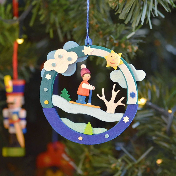 Skiing Child Ornament – alternate view of the Christmas ornament