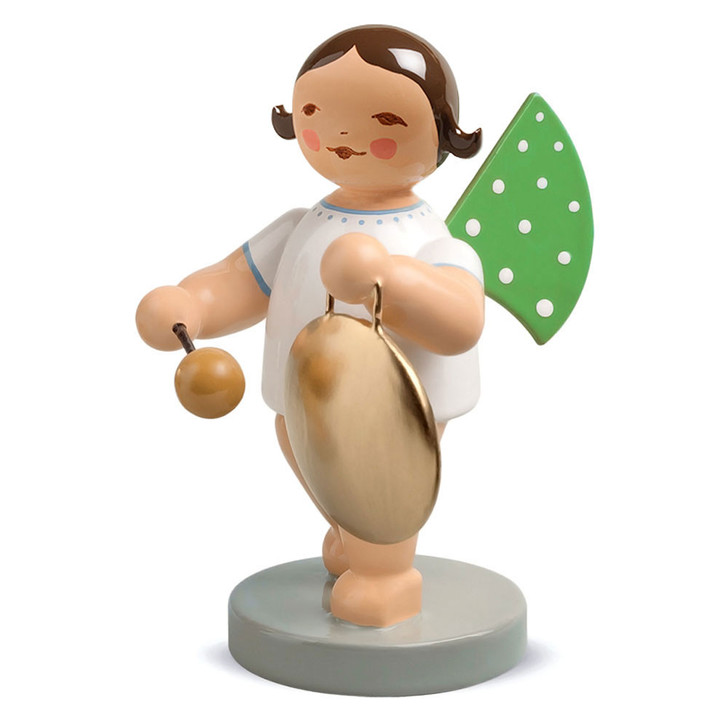 WENDT & KÜHN Standing Angel Playing Gong – alternate view of the Christmas ornament