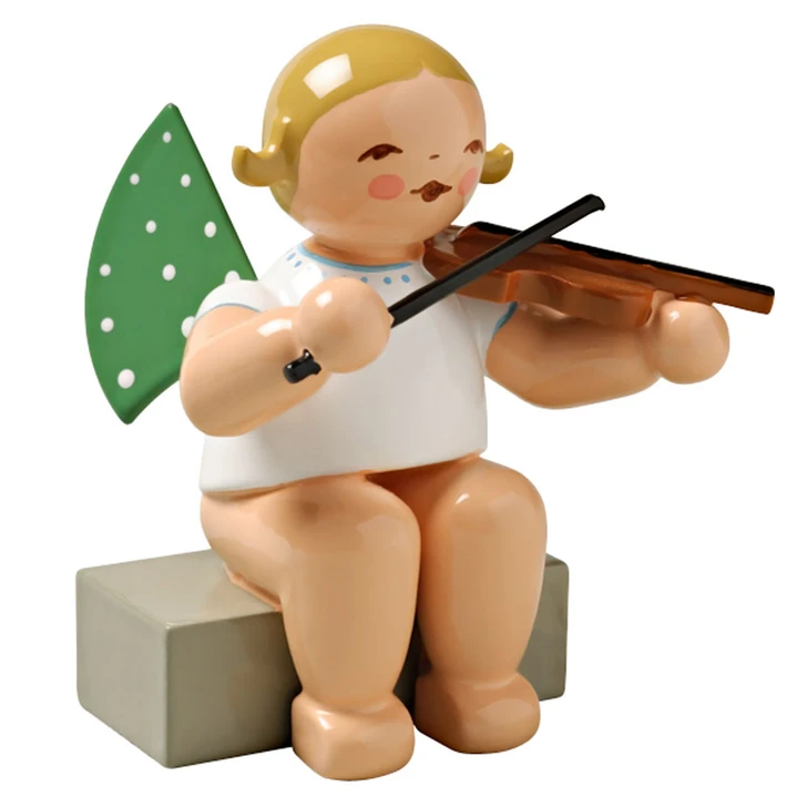 WENDT & KÜHN Sitting Angel Violin Figurine – Christmas ornament