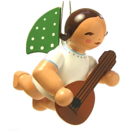 WENDT & KÜHN Ornament Flying Angel Playing Mandolin – detail view of the Christmas ornament