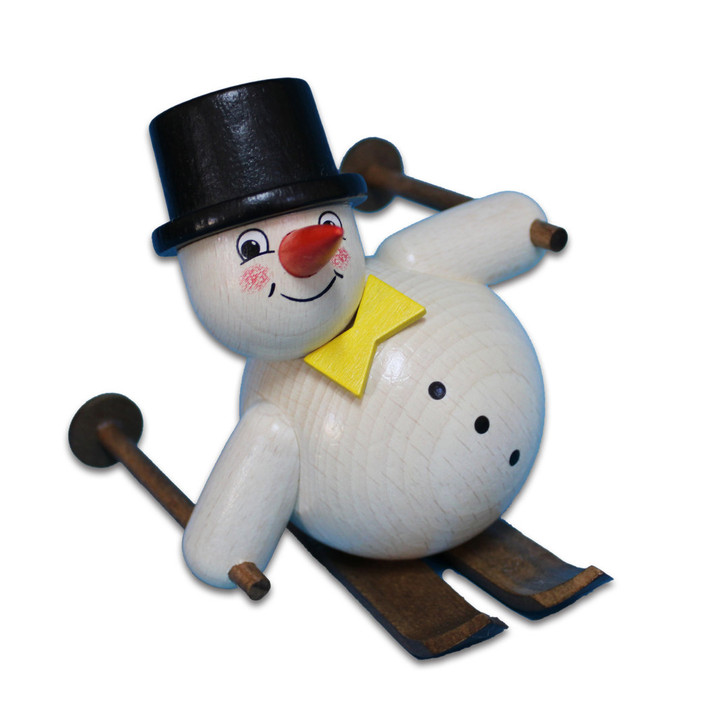 Skiing Snowman Wooden Figurine 11cm