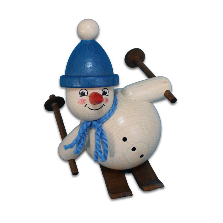 Skiing Snowman Wooden Figurine 11cm