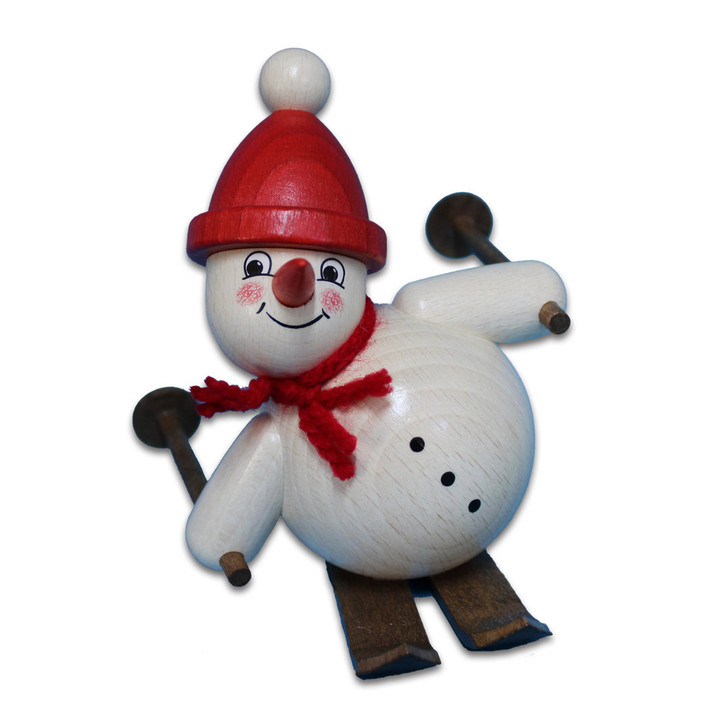Skiing Snowman Wooden Figurine 11cm