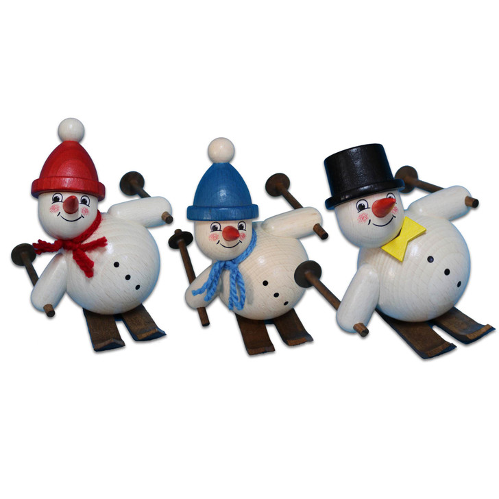 Skiing Snowman Wooden Figurine 11cm – alternate view of the Christmas ornament