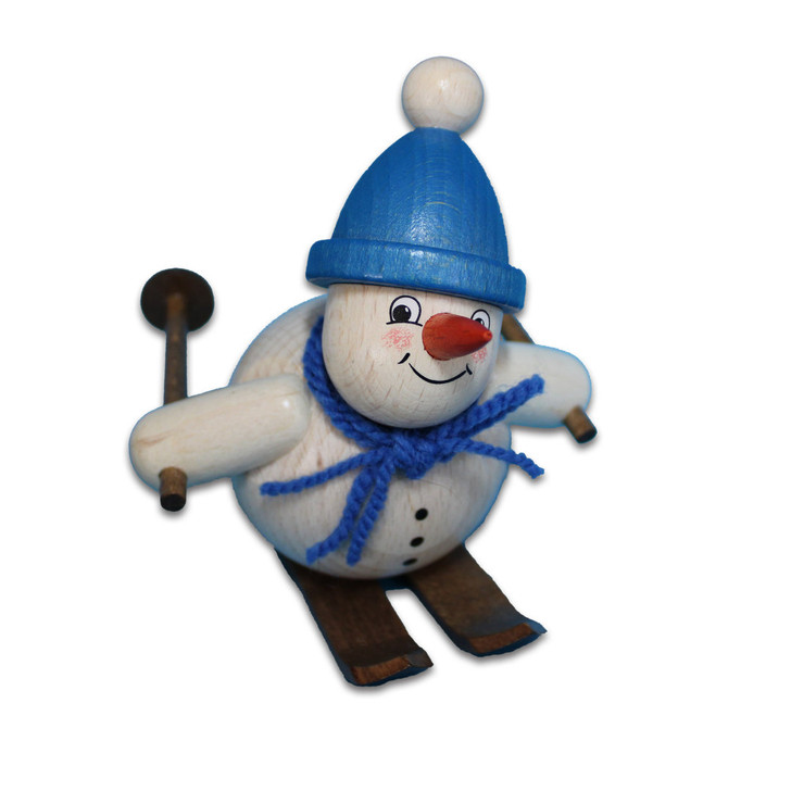 Skiing Snowman Wooden Figurine 11cm Tall – Christmas ornament by Holzwaren Egermann