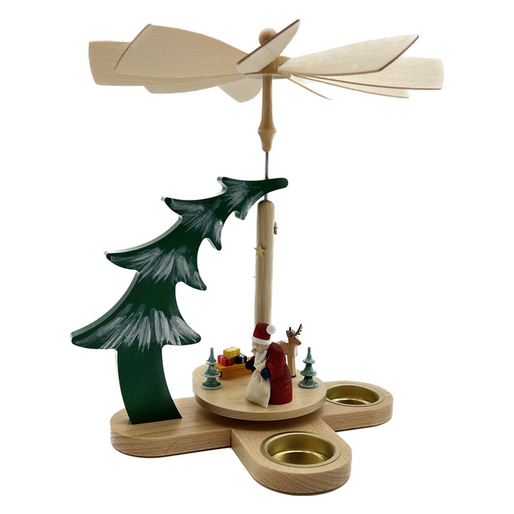 Santa with Deer - Tree Arm Tealight Pyramid