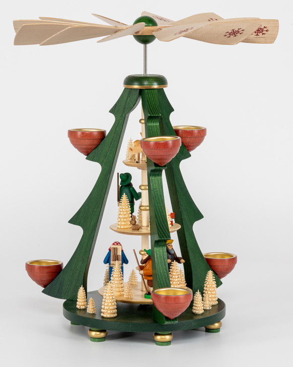 Wood Workers Tealight Tree Pyramid | 16 inch 40cm – detail view of the Christmas pyramid