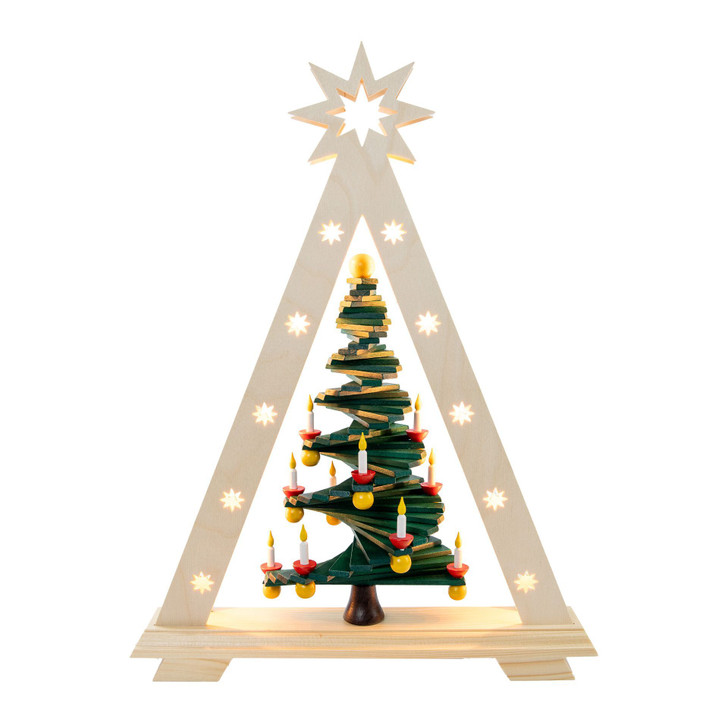 LED Wooden Candle Arch – Tiered Tree from Seiffen | 47cm Tall – alternate view of the Christmas light arch