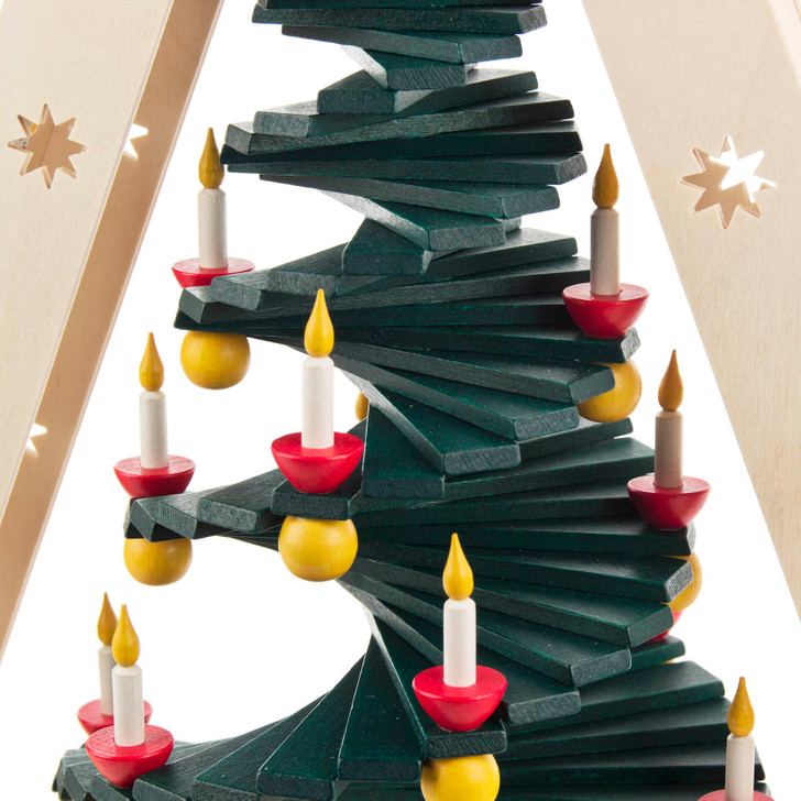 LED Wooden Candle Arch – Tiered Tree from Seiffen | 47cm Tall – detail view of the Christmas light arch