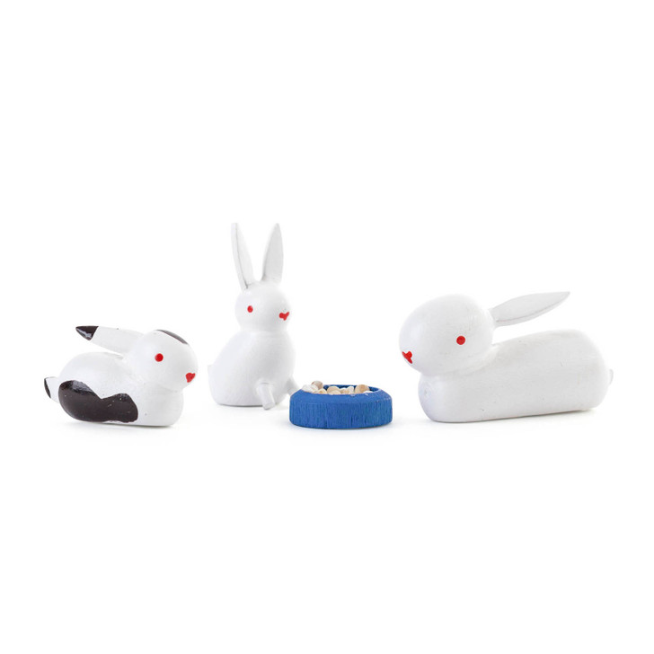 Wooden Rabbit Family German Figurine Set - 4 Piece Set – Christmas ornament by Karl-Heinz Bilz
