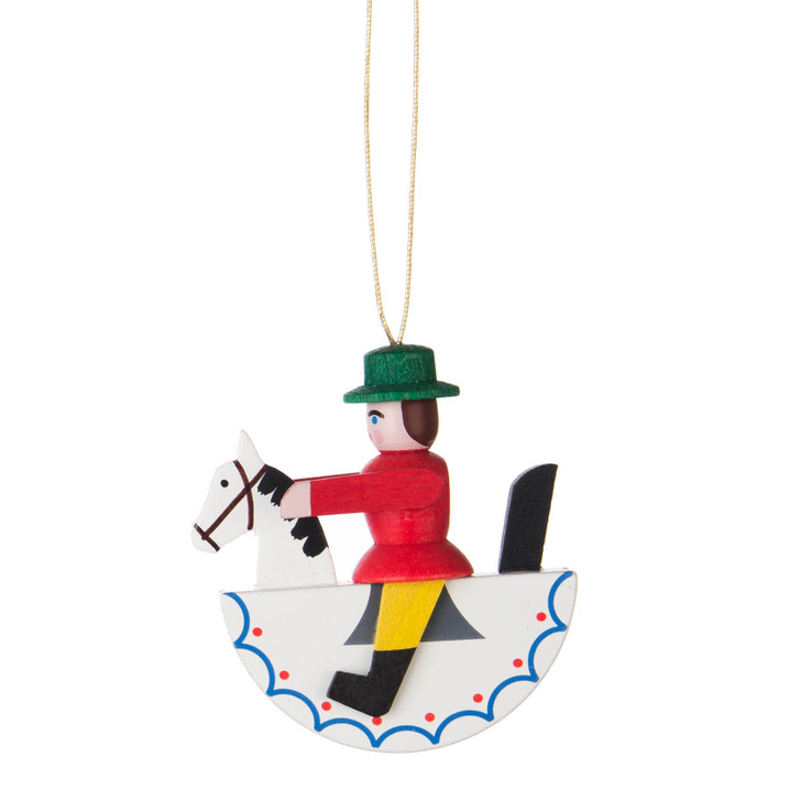 Red Rocking Horse Painted Ornament – Christmas ornament by Katrin Eckert