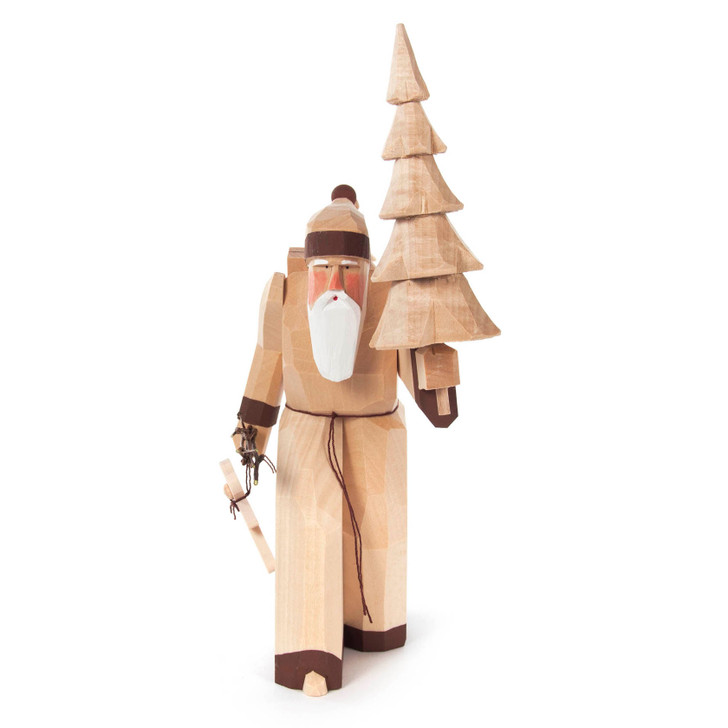 Santa Claus with Carved Tree | Natural | 24cm