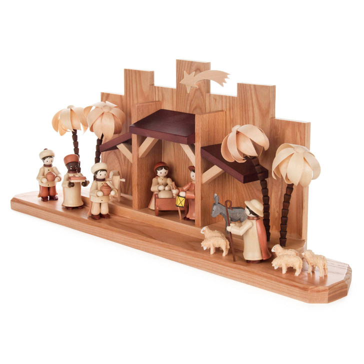 Large Wooden German Nativity Set | 18cm x 45cm – detail view of the Christmas ornament