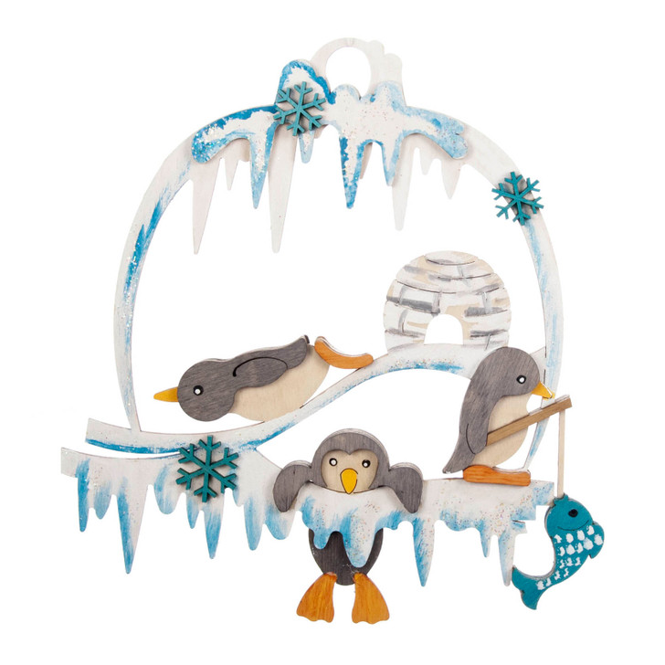 Unfinished Kit: Window Ornament with Penguins | 19x21cm – alternate view of the Christmas ornament