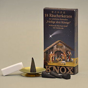 KNOX Holy Kings Incense with Metal Holder – detail view of the German Christmas smoker
