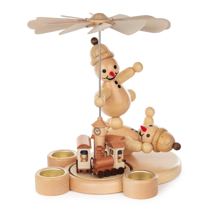 Snowmen Pyramid with a Train - Tealight Pyramid – Christmas pyramid by Wagner, Volkmar