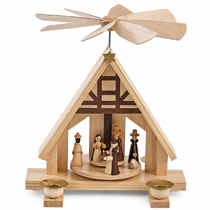 Natural Wood Nativity Christmas Pyramid | 23 cm – Christmas pyramid by Franz Karl