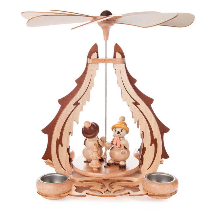 Skiing Snowman Tealight Pyramid | 11.75 Inches Tall – Christmas pyramid by Zeidler Holzkunst GmbH