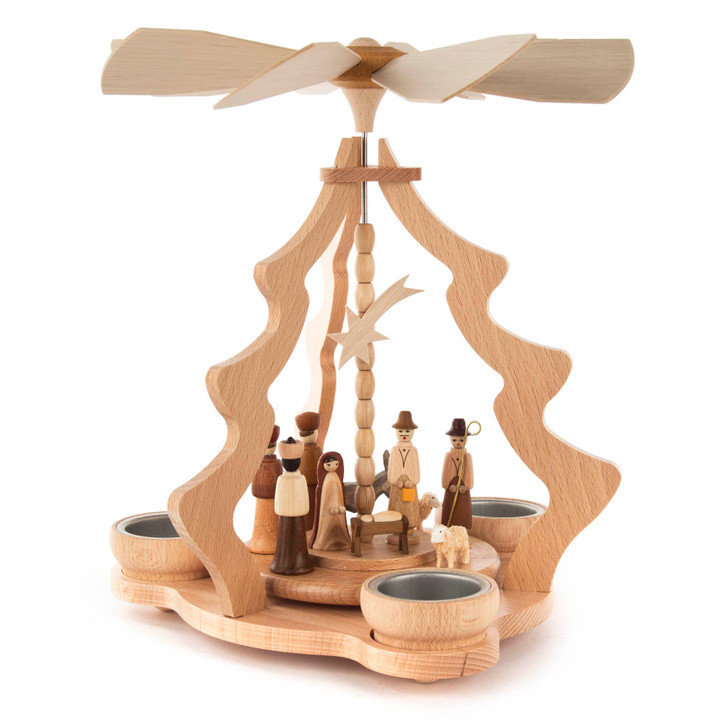 Nativity Tealight Pyramid | 25cm – alternate view of the Christmas pyramid