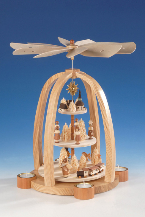 Santa and Carolers Pyramid | 3 Tiers | 16in 41cm – side view of the Christmas pyramid
