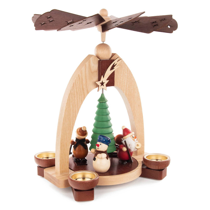 Santa and Snowman Tealight Pyramid | 12.9 Inches Tall – alternate view of the Christmas pyramid