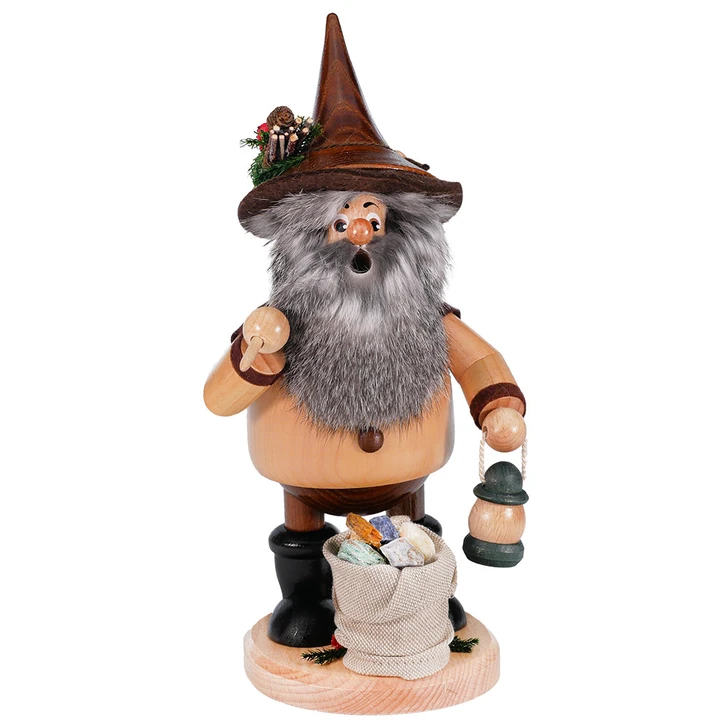 The Forest Rock Collector Miner Smoker | 10.25 Inches Tall – German Christmas smoker by DWU-Drechselwerkstatt