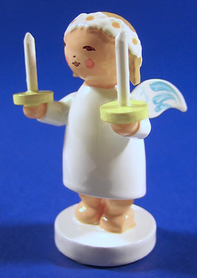 WENDT & KÜHN Goodwill Snowflake Blonde Angel Figurine Candles – side view of the Christmas ornament