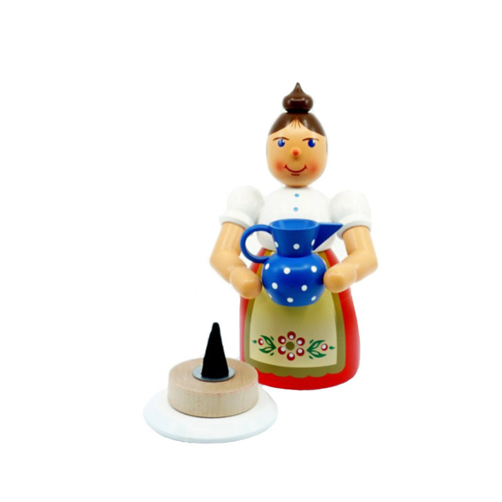Woman carrying Water Jug Incense Smoker | 17cm – alternate view of the German Christmas smoker