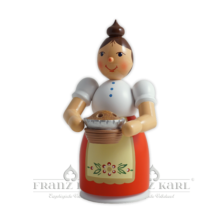 Lady with a Cake Incense Smoker | 17 cm – detail view of the German Christmas smoker