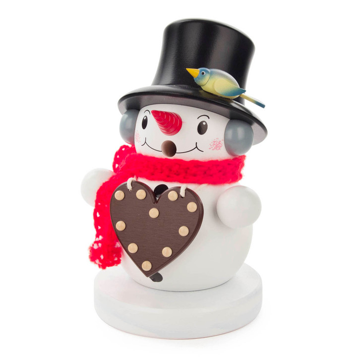 Snowman with a Gingerbread Heart Incense Smoker – German Christmas smoker by PeWo