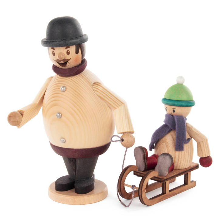Max Pulling Child on a Sleigh Incense Smoker – German Christmas smoker by Kuhnert GmbH