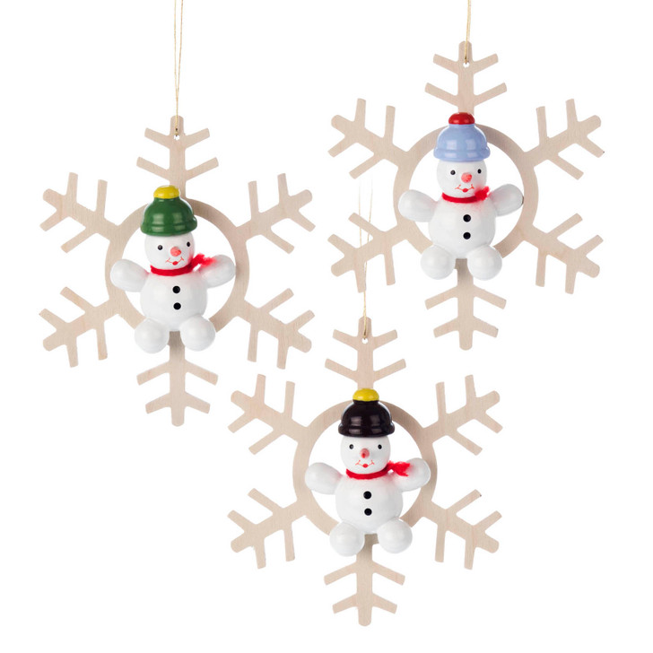 Snowmen on Snowflakes Ornament - Set of 3 – Christmas ornament by Ralf Zenker