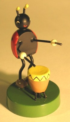 Lady Bug Band Drummer Figurine – Christmas ornament by KWO