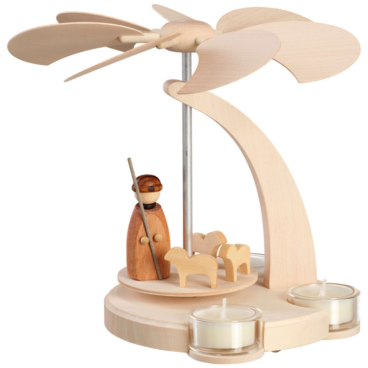 Small Shepherd Pyramid Modern Tealight Scene – Christmas pyramid by Seiffener Volkskunst eG