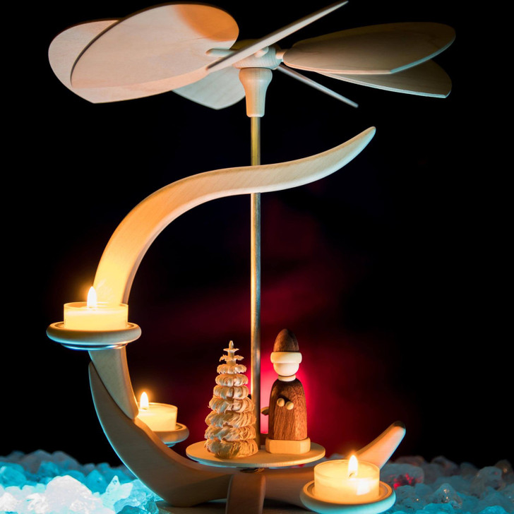 Christmas Gifts on a Sleigh C-Shaped Tealight Pyramid | 11.7 Inches Tall – alternate view of the Christmas pyramid