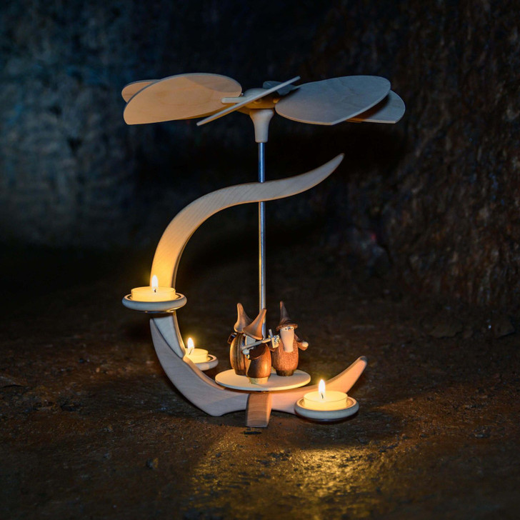 Gnome Miners C-Shaped German Tealight Pyramid | 11.7 Inches Tall – alternate view of the Christmas pyramid
